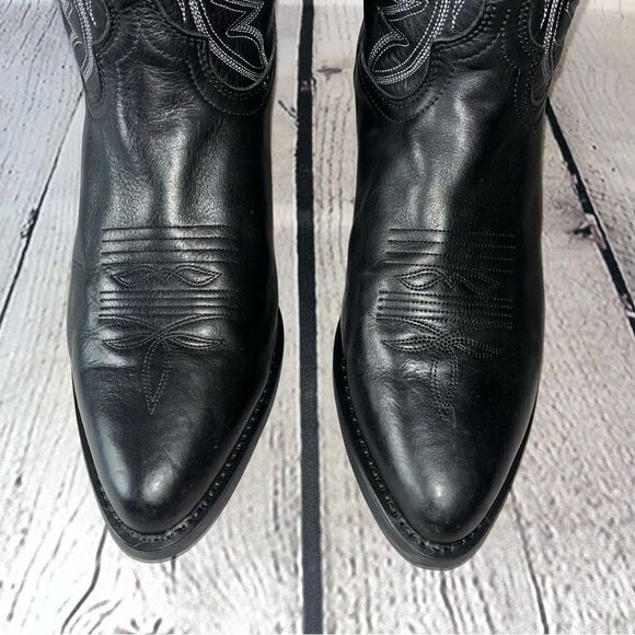 ✅SOLD✅ Laredo Western Birchwood Black Leather Cowboy Boots Size 10.5 - Picture 11 of 17